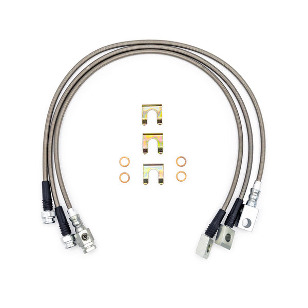 K様Mサイズ Streamline +8 Blue Extended Rear Steel Braided Brake Line Kit