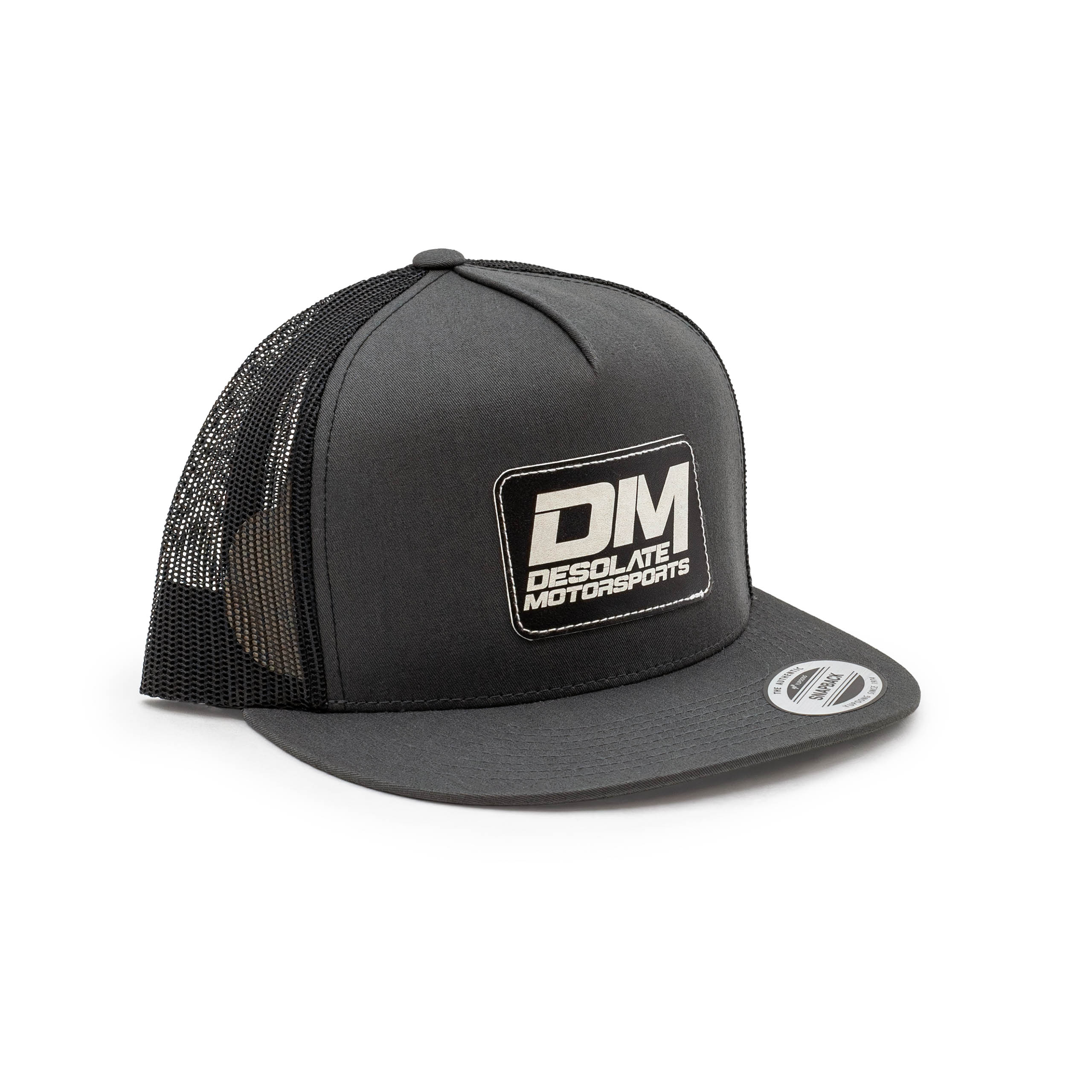 Black/Grey Leather Patch Hat