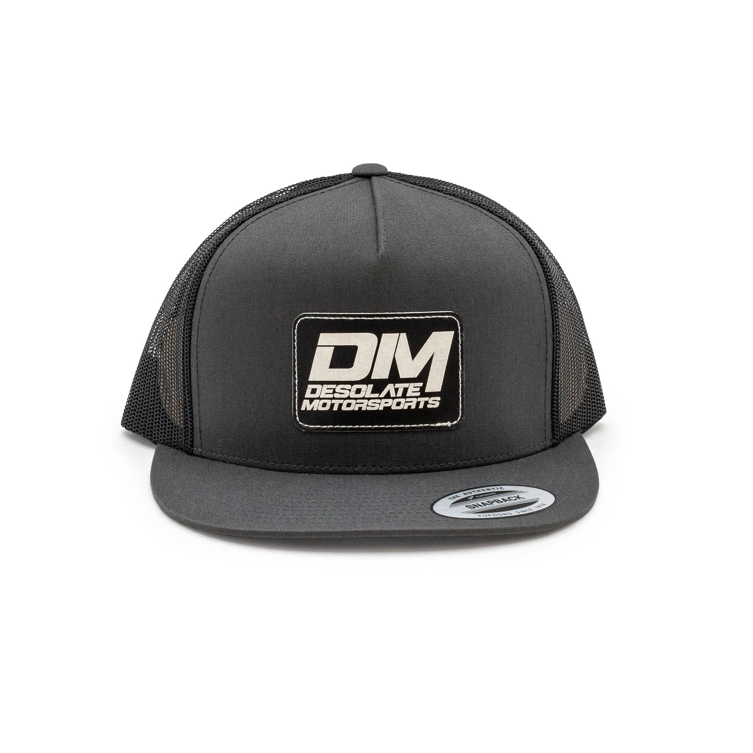 Black/Grey Leather Patch Hat